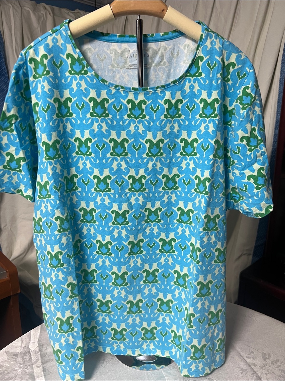 Talbots 3X Blue and Green Short Sleeve Tee